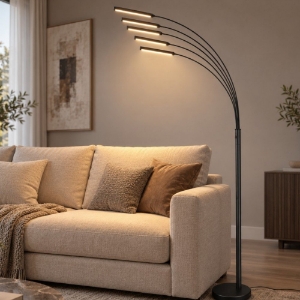 Piantana ad arco design moderno nero opaco led 3.5w 3000k dimmerabile