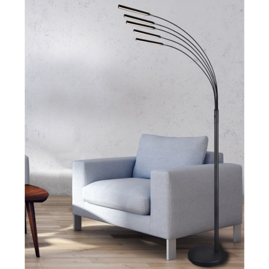Piantana ad arco design moderno nero opaco led 3.5w 3000k dimmerabile