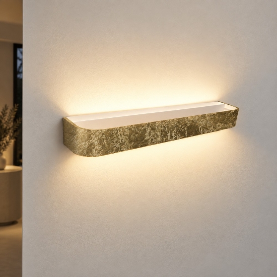 Applique led 50w cct 3000k 4000k 52cm moderna da parete foglia oro