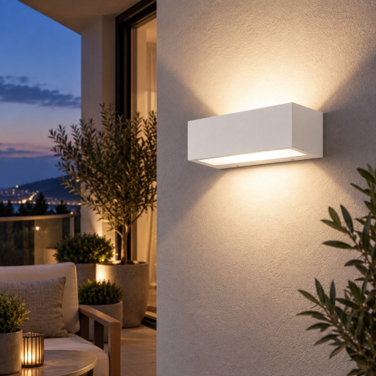 Perenz step applique da esterno bianca rettangolare ip54