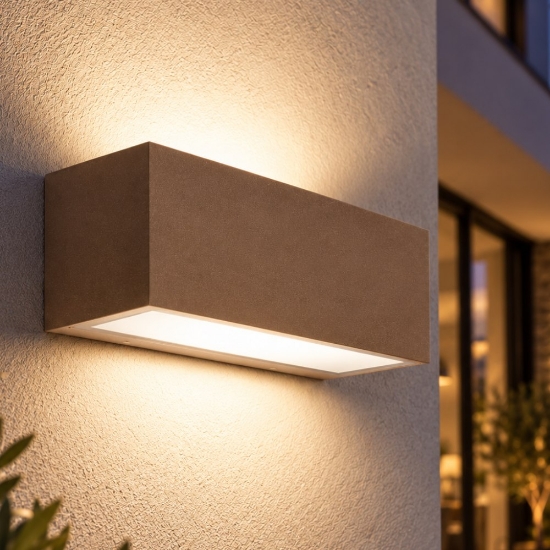 Perenz step applique corten da esterno rettangolare biemissione ip54