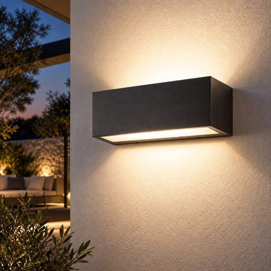 Perenz step applique moderna rettangolare antracite da esterno ip54 30cm