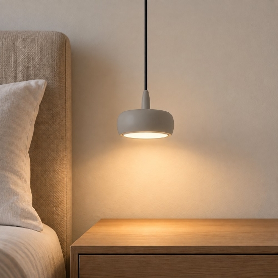 Lampada led 10w 3000k moderna a sospensione tortora per comodini camera da letto