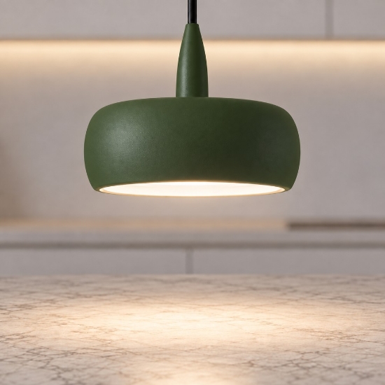 Lampada led 10w 3000k a sospensione moderna verde oliva per isola cucina