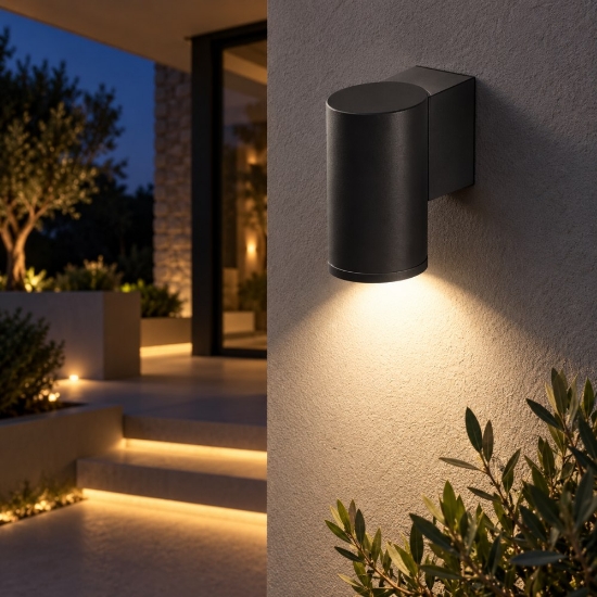 Perenz quarondo applique cilindro antracite da esterno ip65
