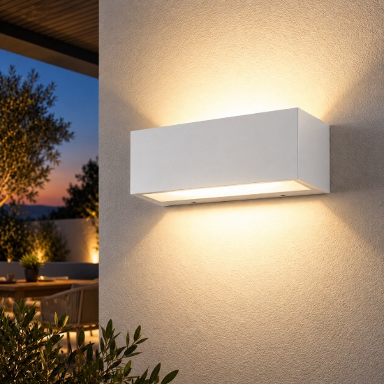 Perenz step applique rettangolare da esterno balcone bianca ip54