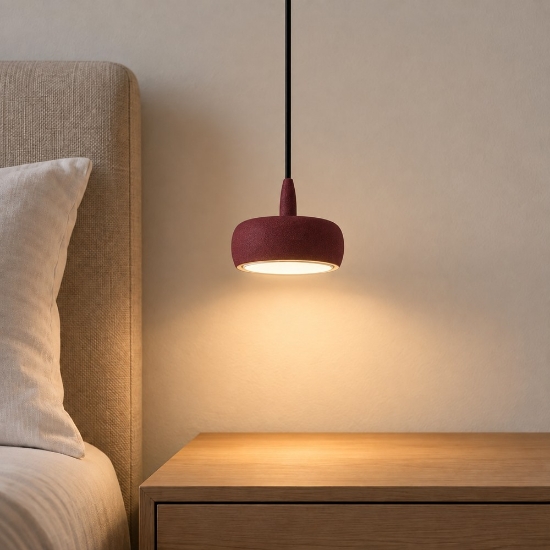 Lampada led 10w 3000k a sospensione tonda moderna bordeaux per isola cucina