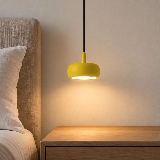 Lampada led 10w 3000k moderna a sospensione giallo girasole per isola cucina