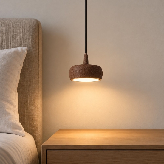 Lampada led 10w 3000k moderna a sospensione rame opaco per comodini camera da letto