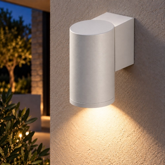 Perenz quarondo applique da esterno moderna cilindro bianco ip65