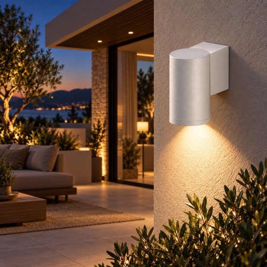 Perenz quarondo applique da esterno moderna cilindro bianco ip65