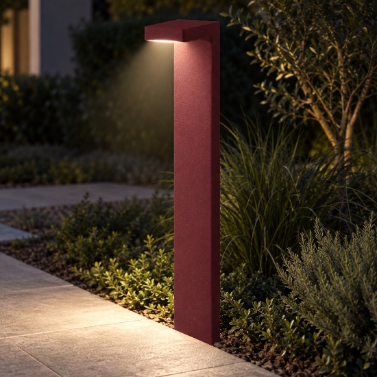 Paletto lampione moderno per esterno bordeaux led 10,5w 3000k ip65