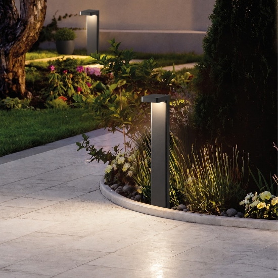 Lampione moderno antracite da giardino led 10,5w 3000k ip65 70cm