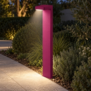 Paletto led 10,5w 3000k ip65 moderno lampione da esterno giardino magenta
