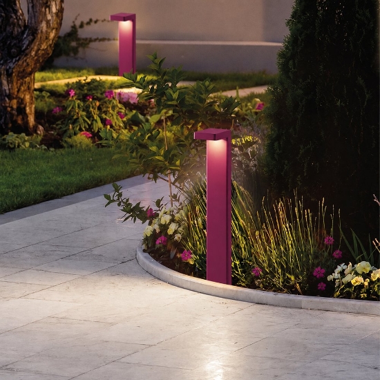 Paletto led 10,5w 3000k ip65 moderno lampione da esterno giardino magenta