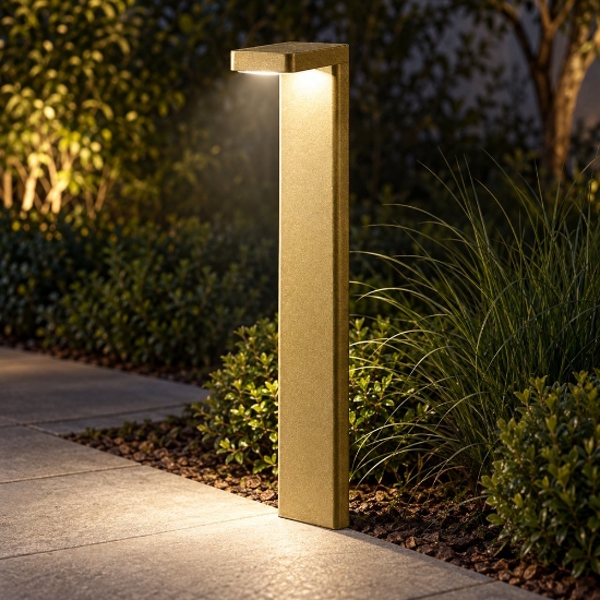 Lampioncino per esterno giardino led 10,5w 3000k ip65 moderno oro opaco