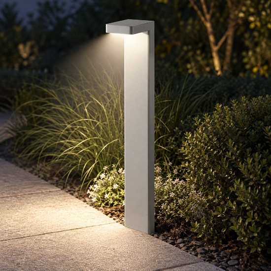 Paletto lampione per esterno led 10,5w 3000k ip65 moderno grigio perla vetro