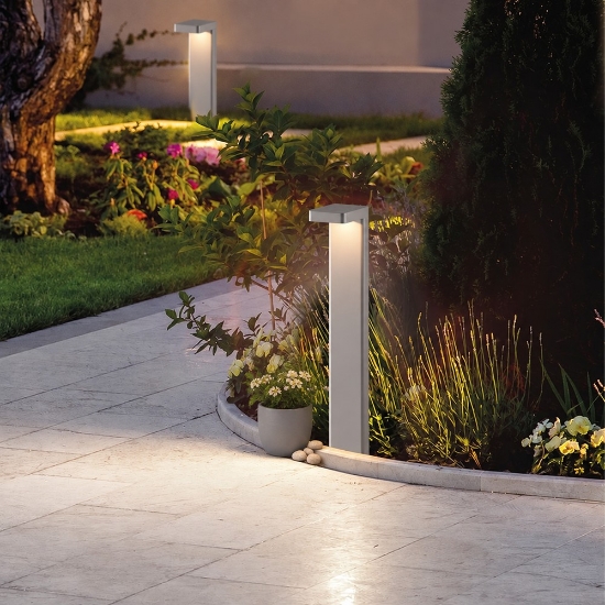 Paletto lampione per esterno led 10,5w 3000k ip65 moderno grigio perla vetro