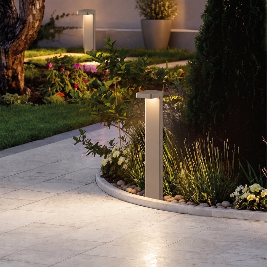 Lampioncino led 10,5w 3000k ip65 70cm moderno da esterno tortora