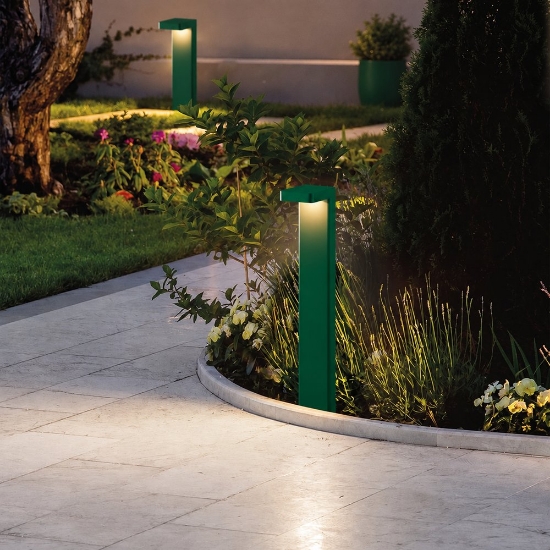 Paletto lampione da giardino moderno verde bosco led 10,5w 3000k ip65