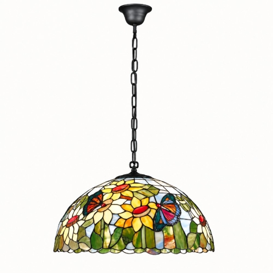 Perenz sunflower lampadario classico vetro tiffany multicolor