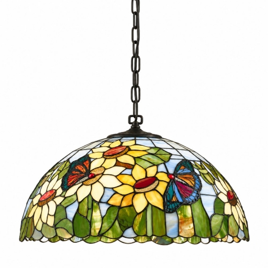 Perenz sunflower lampadario classico cupola multicolor vetro tiffany