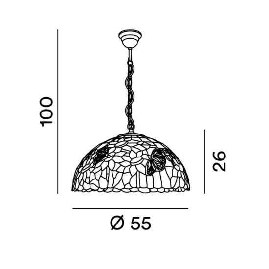 Perenz sunflower lampadario classico cupola multicolor vetro tiffany