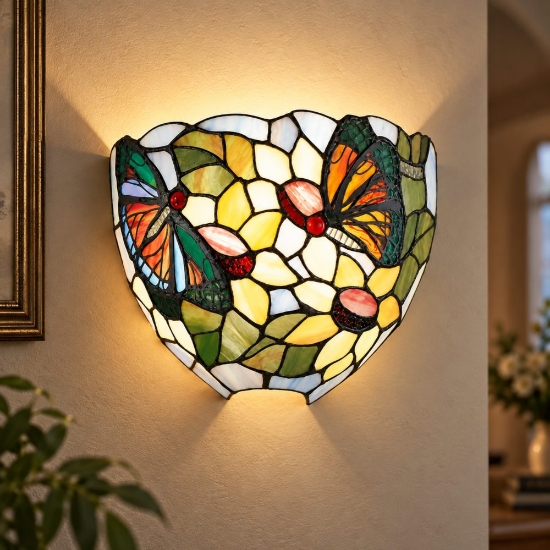 Perenz sunflower applique classica da parete vetro tiffany multicolor
