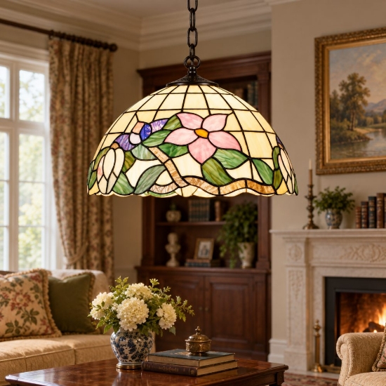 Perenz tulipano lampadario lampadario classico cupola vetro tiffany multicolor