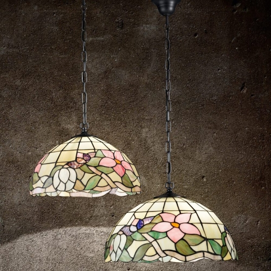 Perenz lampadario classico tulipano vetro tiffany multicolor per salotto