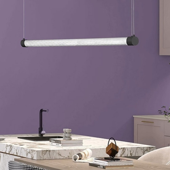 Lampadario nero a sospensione per cucina led 40w cct 3000k 6000k con telecomando