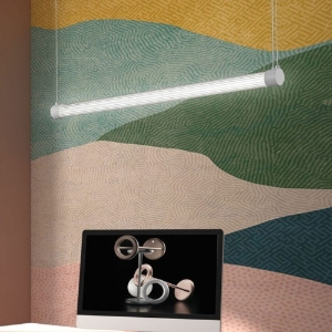 Lampadario a sospensione per ufficio led 40w cct 3000k 6000k con telecomando bianco