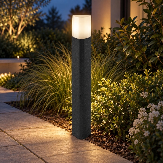 Lampione moderno antracite per esterno giardino ip54 60cm