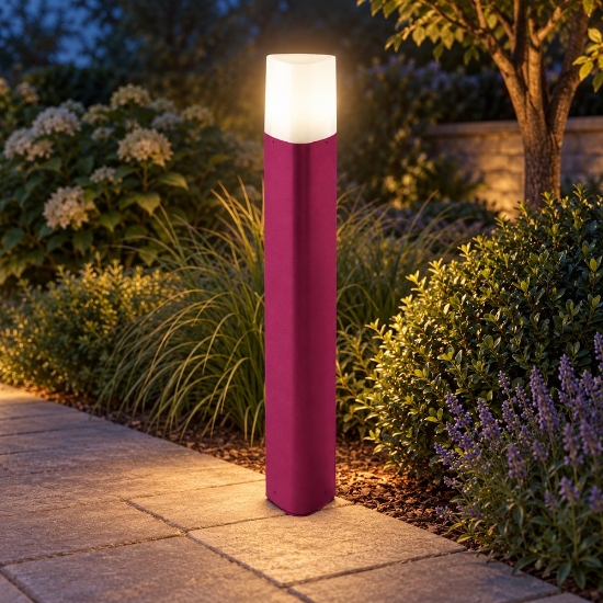 Lampioncino ip54 60cm moderno da esterno giardino magenta