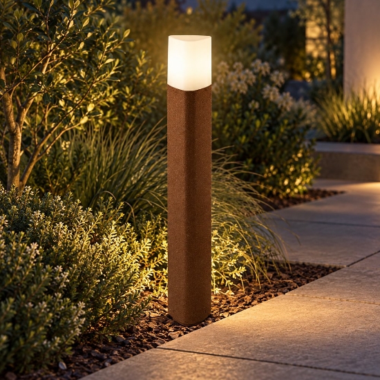 Lampione 60cm moderno da esterno giardino rame opaco