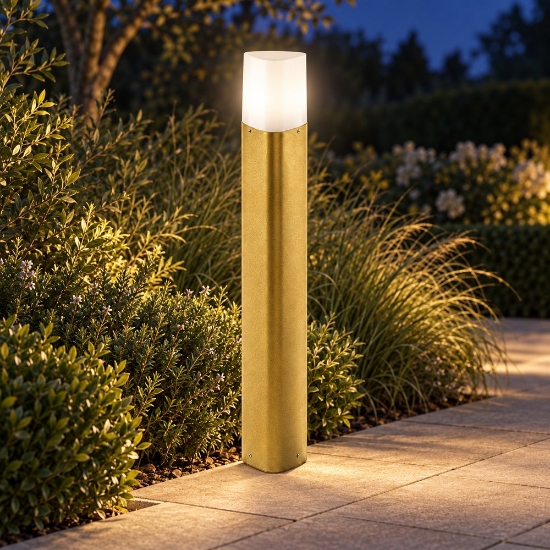 Paletto per esterno ip54 60cm lampione da giardino moderno oro opaco