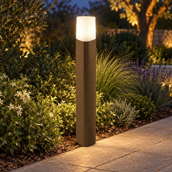 Lampioncino ip54 60cm moderno da esterno giardino plettro ruggine