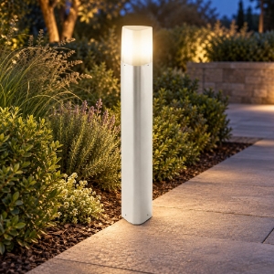 Lampione da giardino ip54 60cm moderno bianco
