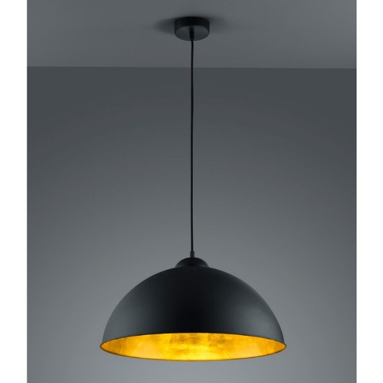 Lampada a sospensione cupola per cucina classica nero opaco