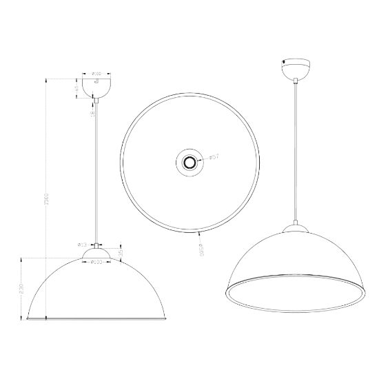 Lampada a sospensione cupola per cucina classica nero opaco