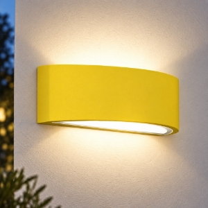 Applique ip54 26cm moderna da esterno giallo girasole vetro
