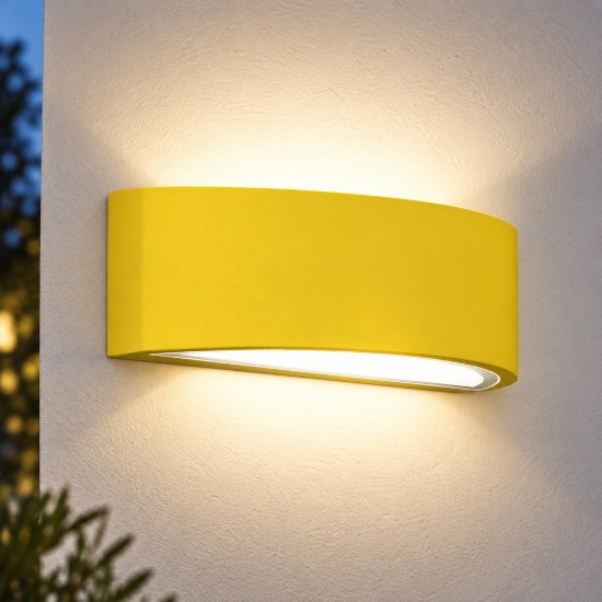 Applique ip54 26cm moderna da esterno giallo girasole vetro