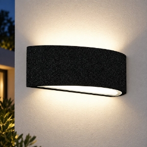 Applique da esterno moderna nera vetro ip54 26cm