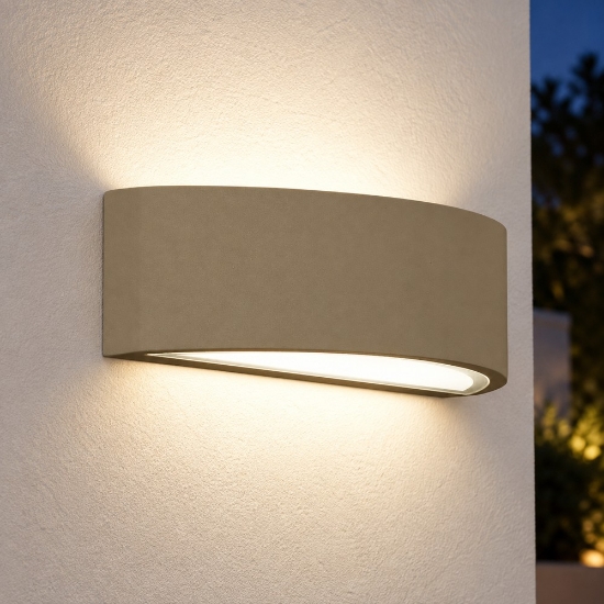 Applique da esterno curva moderna sabbia ip54 26cm