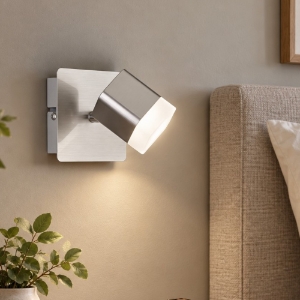 Applique da comodino per camera da letto quadrata nichel led 3000k