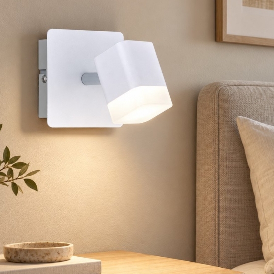Applique camera da letto orientabile bianco opaco led 4w 3000k