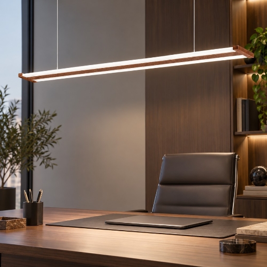 Lampadario led 47w cct 2700k 6000k con telecomando moderno lineare rame opaco per ufficio