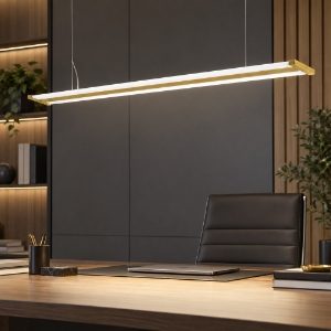 Lampadario a sospensione led 47w cct 2700k 6000k dimmerabile con telecomando oro opaco per ufficio
