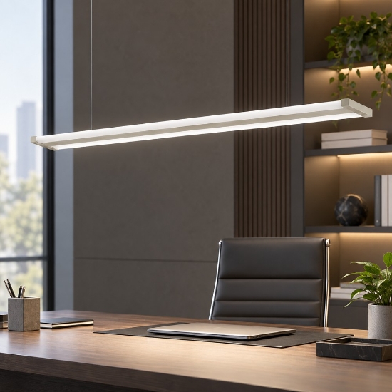 Lampadario led 47w cct 2700k 6000k dimmerabile moderno a sospensione per ufficio tortora