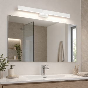 Applique da specchio bagno led 16w cct 3000k 4000k 61cm squadrata bianca orientabile